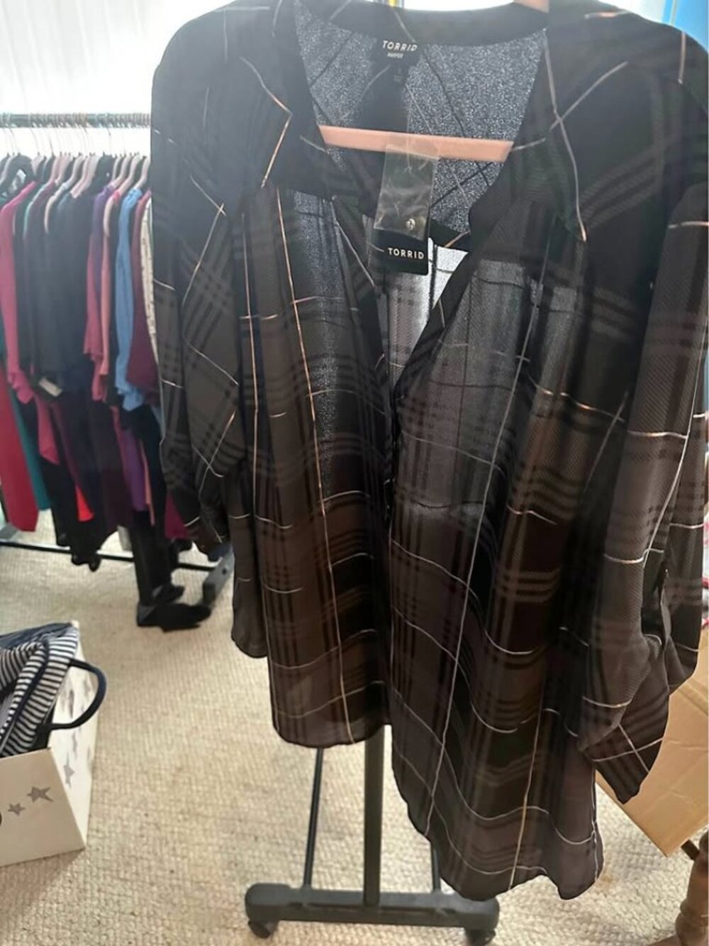 Torrid Harper Black Plaid Sheer Tunic Blouse – Size 3